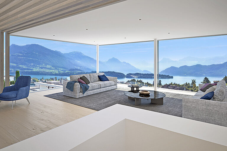 1370 m2 Bauland für 800 m2 Villa-Neubau DIE LAGE, Seesicht - 6045 Meggen